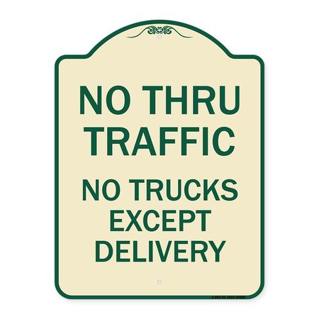SIGNMISSION No Thru Traffic No Trucks Except Delivery Heavy-Gauge Aluminum Sign, 18" L, 24" H, TG-1824-23565 A-DES-TG-1824-23565